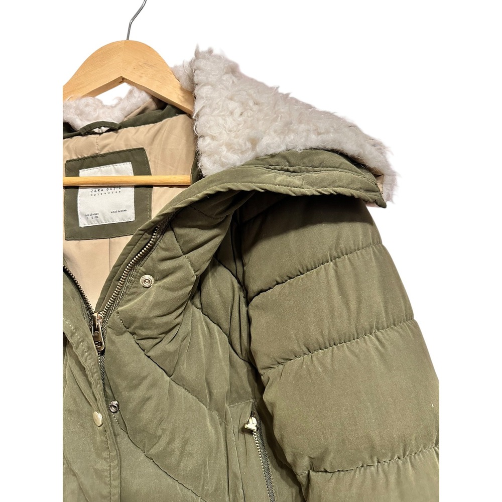 Zara Basic Outerwear Cropped Puffer Jacket Fur Ol… - image 2